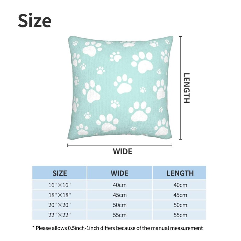 Cute Dog Paws Mint Green Throw Pillow Covers Set of