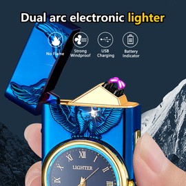 SKRFIRE Eagle lighters, arc lighters, USB lighters, Multifunctional lighters, Fashion lighters, Metal lighters Glow Real Watch dial LED Lighting (Blue)…