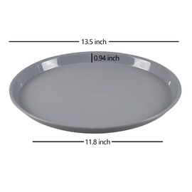 Rinboat 12 Pcs Round Restaurant Serving Trays, Food Meals Server Trays, Cafeteria Food Trays, Plastic, 13.5 Inches, Gray