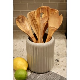 Olive Wood Cooking and Serving Utensils, Set of Five 12 inch utensils