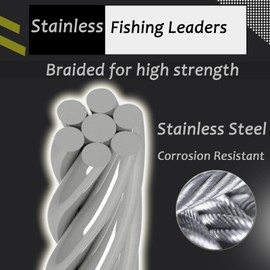 9Tong Freshwater Wire Fishing Leader Stainless Heavy Duty Wire Leader Fishing Saltwater Rigs Leaders Fishing Steel #1 20lb 5.9in 50pcs
