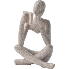 LINZHEN Style-B Beige, Creative Abstract Thinker Bookend for Home Aesthetic, Study, and Wine Cabinet – Stylish Shelf Decor Accent and Thoughtful Gift for Living Room, Bar, or Coffee Shop