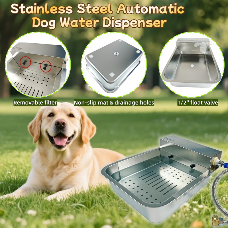 CQFJLM Metal Automatic Dog Water Dispenser Can Separate Large Debris