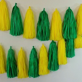 Tissue Paper Tassel Green and Yellow