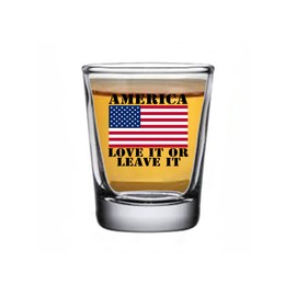 Rogue River Tactical America Love It Or Leave It Shot Glass Gift For Military Veteran Or Patriotic American USA Flag