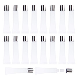 AJLTPA 50Pcs 15ml Lip Gloss Squeeze Tubes, Silver Lip Gloss Containers Empty, Refillable Soft Clear Tubes for DIY Lipgloss Balm Cosmetic (Silver)