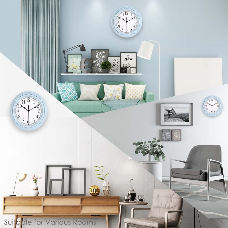 Topkey Silent Wall Clock Kitchen 9 Inch Retro Non-ticking Decorative