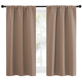 NICETOWN Cortinas Opacas para Ventana de Cocina, Tratamiento de Ventana, Aislamiento térmico, Bolsillo para Barra, pequeñas Cortinas Opacas para Dormitorio/Cocina (Moca, 1 Par, 86 x 137 cm)