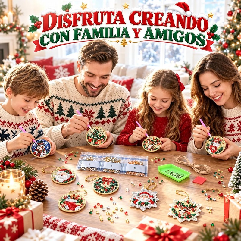 6PCS Kit de Pintura con Diamantes de Perlas para Navidad