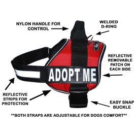 ADPOT ME Nylon Dog Vest Harness. Purchase Comes with 2 Reflective Removable Adopt ME Patches Please Measure Your Dog Before Ordering