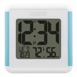 La Crosse Technology 515-1912-INT Splash-Proof Shower Cube Atomic Clock with Temperature & Humidity, 4.92" L x 1.36" W x 5.12" H, White