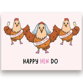 BYANIKA A6 Happy Hen Do Greeting Card | Hen Party Decorations | Congratulations Hen Night Bridal Shower | Team Bride Accessories Props Decoration For Bride To Be