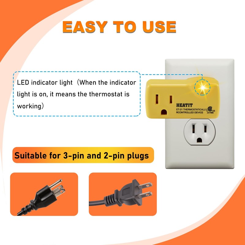 HEATIT ET-21 2-Piece Set Freeze Thermostatically Controlled Outlet On at