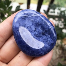 Ladeukoi Crystal Thumb Worry Stone, Hand Carved Healing Crystal Tear Bag Stones for Anxiety Stress Relief Meditation, Sodalite