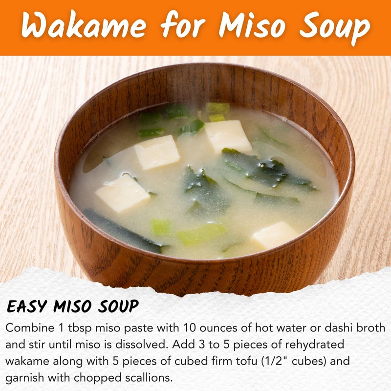 Emerald Cove Ready-to-Use Pacific Wakame, Premium Dried Seaweed, Non-GMO, Gluten