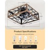 EDISHINE Caged Ceiling Fans with Lights Flush Mount, Rustic Square