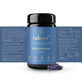 rubyni® Wildheidelbeere (90 Kapseln) • Reines Bio Wildheidelbeerenextrakt mit Anthocyanen • Sekundäre Pflanzenstoffe • Natürliches Nahrungsergänzungsmittel • 100% Bio & Vegan