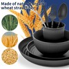 Wheat Straw Dinnerware Sets,64-Piece Black Plates and Bowls Sets for