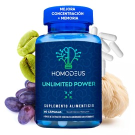 Nootropico para la Mente con Complejo B, Melena de Leon, suplemento natural para Concentracion, Memoria y Agilidad Mental | con L-Carnitina, Bacopa Monnieri, L-Tirosina y Semilla de Uva | 60 capsulas