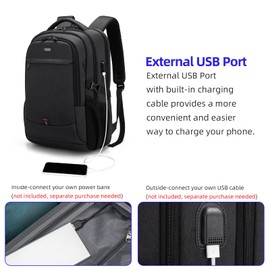 DUSLANG 17 Inch Laptop Backpack for Travel Water Resistant College Backpack for Men Women Laptop Bag with USB Charging Port,Black