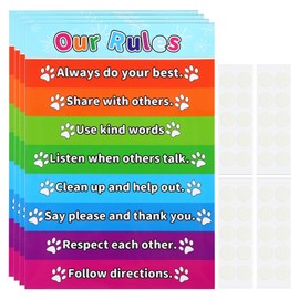 PATIKIL 4pcs Rules Chart, 11x17inch House Rules Chart Out Rules Poster Classroom Rules Tables Chart Laminated Large Educational Learning Posters Colorful