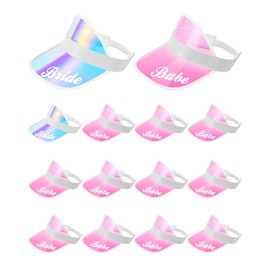 Preboun 12 Pack Bachelorette Sun Visors Hat Women Bridal Party Babe Bridesmaid UV Protection Caps for Wedding Beach Outdoor(Cute Color)