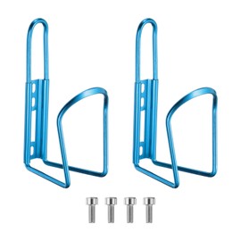 HARFINGTON 2pcs Bicycle Water Bottle Cage 5.7" Lightweight Aluminum Basic Bike Universal Water Bottle Holder Mount with Screws for MTB Mountain Road Gravel, Blue