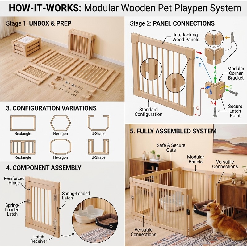 Foldable No-Drill Dog Playpen & Portable Indoor/Outdoor Pet Exercise Fence