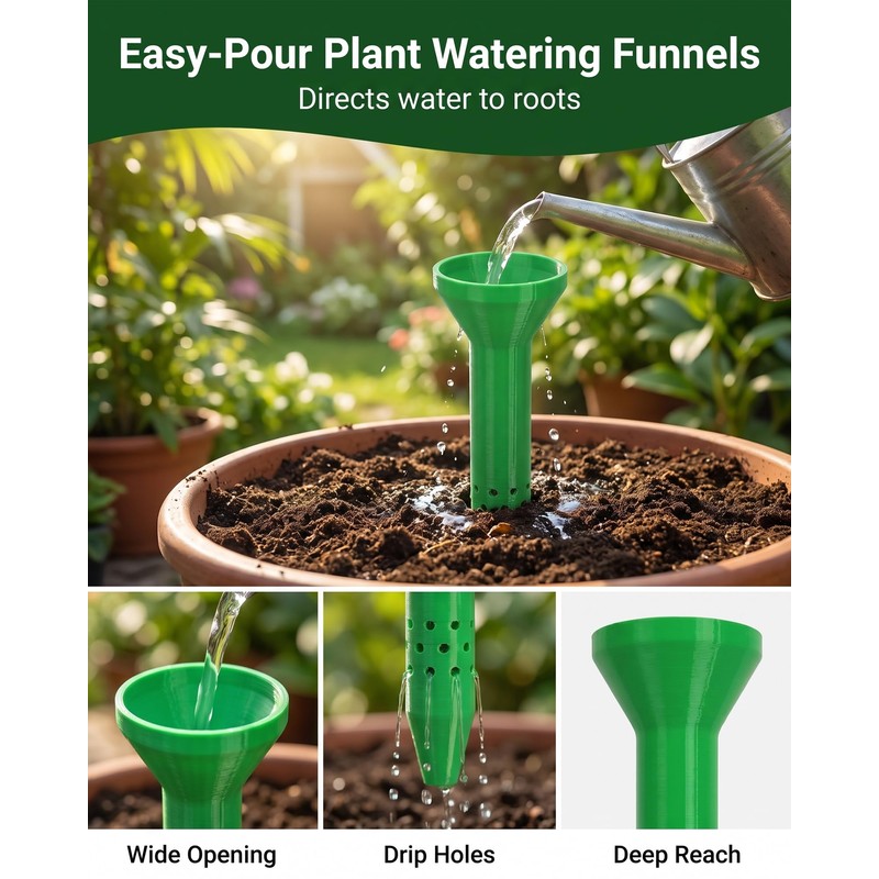 3 Pack Plant Watering Funnel & Root Watering Spike for