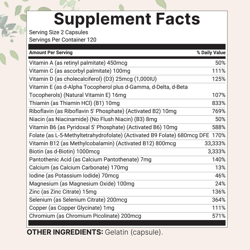 Micro Ingredients Pure Methylated Multivitamin, 240 Capsules | 11-in-1 Formula