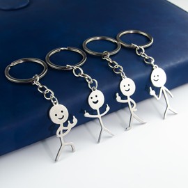 NORXUAZE 4PCS Middle Finger Keychain Funny Keychains for Men Matching Keychains for Couples Cool Gifts for Friends(Silver)