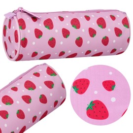 sarcia.eu Pencil Case, School Pencil Case with Compartments, Bag for Girls, Strawberries, Pink, 5 x 22 x 10 cm, Strawberry Round, Childrens