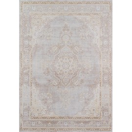 Momeni Rugs Isabella Traditional Medallion Flat Weave Area Rug, 4' X 6', Grey
