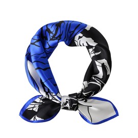 STARWHISPER - Bufanda cuadrada de seda de morera 100% pura, 27 x 27 pulgadas, bufanda ligera para el cabello, para dormir nocturno, con paquete de regalo, Flor azul, 27''x27' women