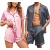 Ekouaer Silk Matching Pajamas Sets for Couples Satin Pj Shorts
