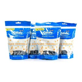 Oral-B 4 Bags Oral-B Glide Infused With Pure Gentle Beeswax 150 Mint Floss Picks