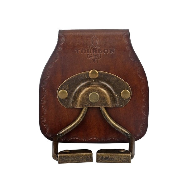 TOURBON Vintage Leather Drill Hook Belt Holder for Hammer Axe Garden Tools Brown