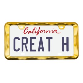 Creathome 3D Curly Wave Pattern Gold License Plate Frame from Pure Zinc Alloy Metal