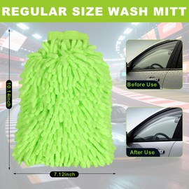 INFICRIME Car Wash Mitt, 2PK Premium Chenille Microfiber Wash Mitt, Scratch-Free & Lint-Free, Rich Foam, Highly Absorbent, Perfect for Car Washing and Detailing, 7.12''X10.14''