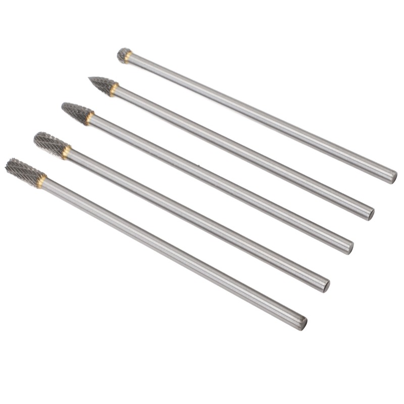 5pcs Rotary Tool Carbide Burr Set 150mm Double Grain Long