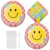 Groovy Happy Vibes Flower Power Paper Dinner Plates, Birthday Napkins,