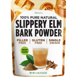 Gya Tea Co Slippery Elm Bark Powder 1.1 lb (17.64 oz) - Traditional Herb Elm Inner Bark that Soothes Throats, Coughing & Digestion for Women & Men - Non-GMO, Pet Friendly, Vegan
