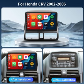 [2G+64G] Android 15 Car Stereo for Honda CRV 2002-2006 with Wireless CarPlay&Android Auto,9 Inch 1024 * 600P IPS Touch Screen,Bluetooth,GPS Navigation,WiFi,FM/RDS,EQ,SWC,HD Backup Camera