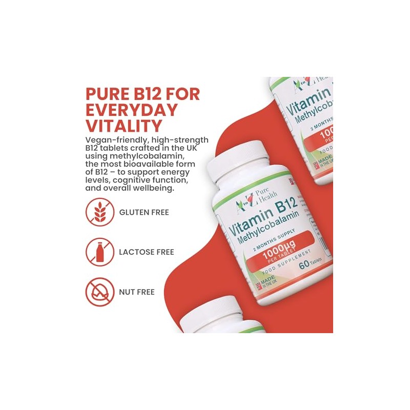 Energy Supplement, Vitamin B12 Complex High Strength Vegan Tablets |