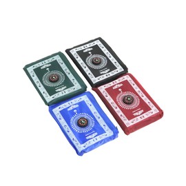 Muslim Travel Pocket Prayer Mats (4 Pieces) Waterproof Portable Mat (60 x 100cm) with Compass, Perfect for Hajj, Umrah, Ramadan Gifts & Convenient Prayer Anywhere - Black, Green, Red & Blue Color.