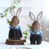 UAEYW Easter Straw Bunny Figurine Decorations,13 Inch Standing Rabbit Statue