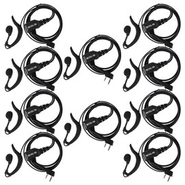 Retevis Walike Talkie Earpiece with Mic G Shape 2 Pin Adjustable Volume Headset for Retevis H-777 RT22 RT21 Baofeng UV-5R 888S 2 Way Radio (10 Pack)