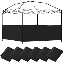 Vincreem 6 Pcs Canopy Half Wall Tent Sidewall for 10x10 Pop up Canopy Half Tent Only Waterproof Sidewall Gazebo Side Panels Walls for 10'x10', 10'x15', 10'x20' Vertical Leg Gazebo Shelter(Black)