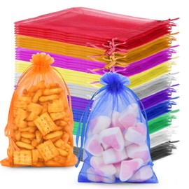 YSWOVUO Pack of 100 Organza Bags 10 x 15 cm, 10 Colours Organza Bags with Drawstring, Small Bags for Filling as Birthday Wedding Parties Sweet Bags Jewellery Bag Protective Bag Gift Bag