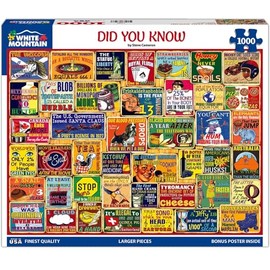 White Mountain 1000 Piece Jigsaw Puzzle for Adults Fun Vintage Collage Large Jigsaw Puzzle Gift for Seniors 24"x30" - Did You Know